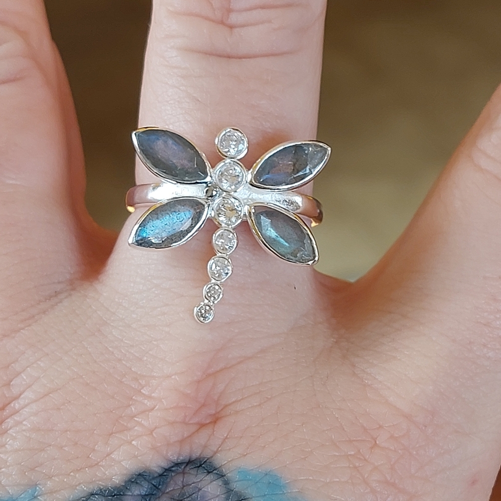 Labradorite Dragonfly Ring - Picture 4 of 8